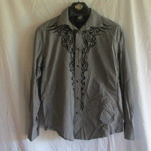🙈Resistol Western tribal print striped shirt